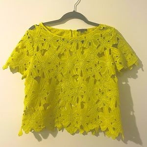Gianni Bini Yellow Floral Lace Top